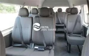 Interior Hiace travel Cikarang Bandar Lampung full AC dan reclining seat