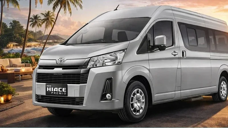 Armada Hiace jemput penumpang di Stasiun Cisauk untuk rute Cisauk ke Lampung