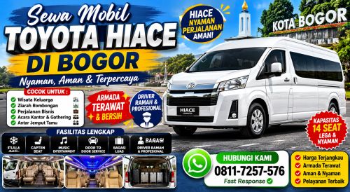 rental atau sewa mobil hiace di bogor