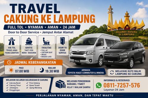 Travel Cakung ke Lampung Full Tol Nyaman dan Aman 24 Jam